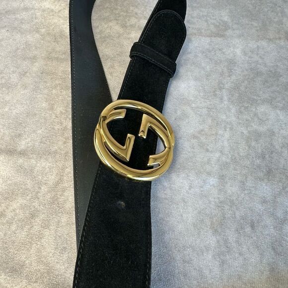 RARE Gucci Suede vintage Interlocking Black GG Belt 75/30 - Picture 4 of 10